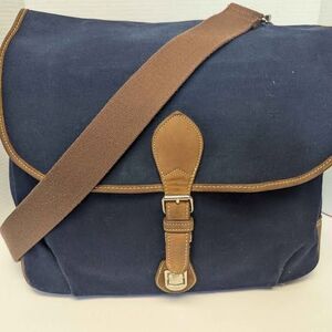 Heavy Duty GAP Navy Blue Canvas & Nubuck Leather Duffle Crossbody Messenger Bag